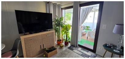 Living room with patio door
